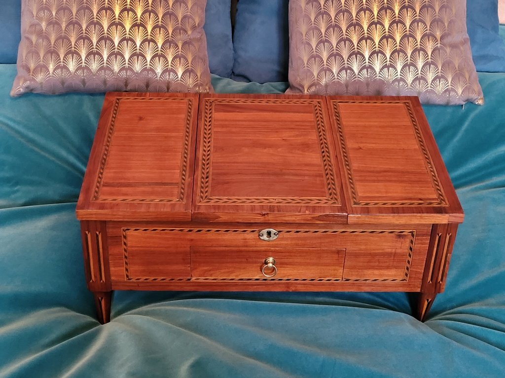 " Coiffeuse de Lit "  en Placage de bois de rose d'Epoque Louis XVI - XVIIIe Siècle-photo-1