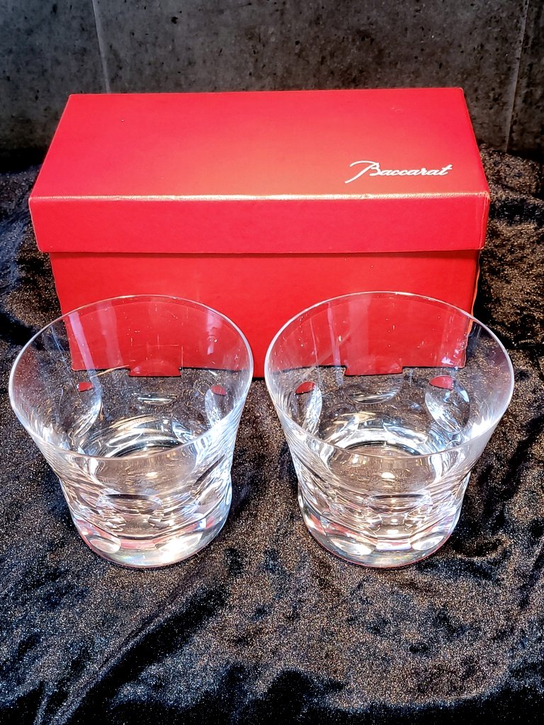Baccarat " Deux Verres à Whisky en Cristal " Modèle Beluga à Décor Taillé - Estampillé - XXe -photo-2