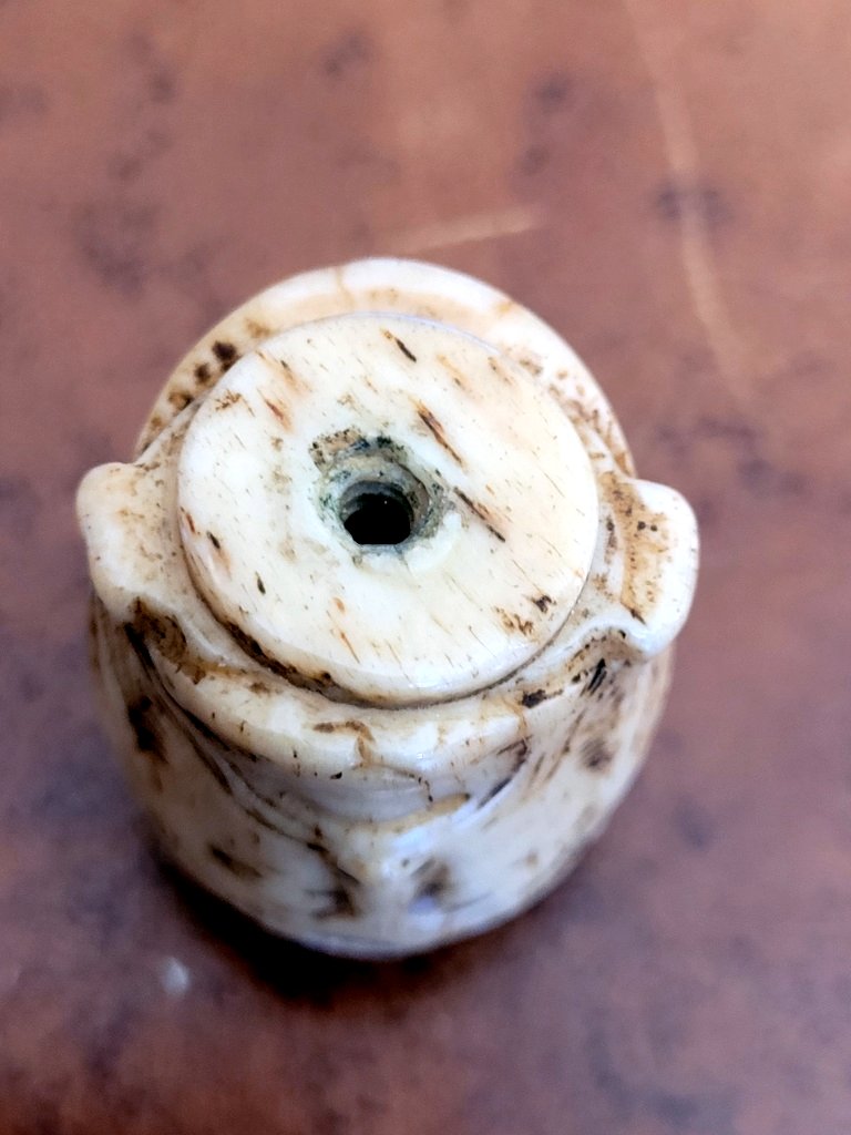 Grain De Chapelet Bicéphale Sculpté Christ Et Tête De Mort Vanité Memento Mori - 17th Century-photo-2
