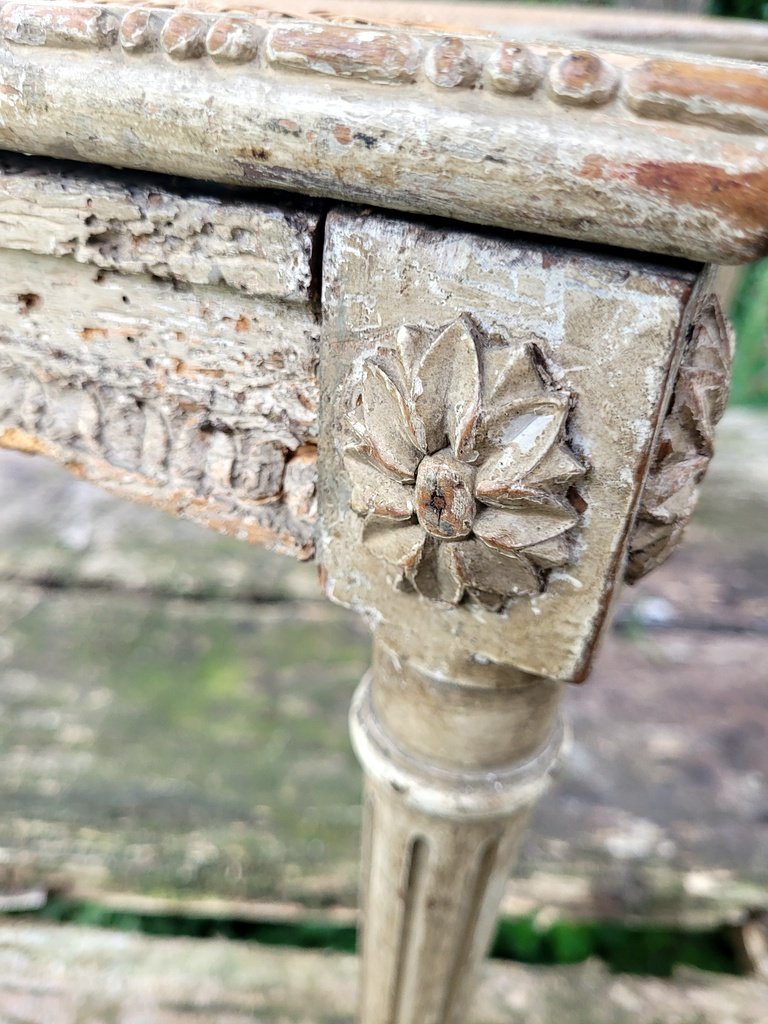Bench With A Lacquered And Carved Wooden Backrest - 18th Century - Louis XVI Period -photo-2