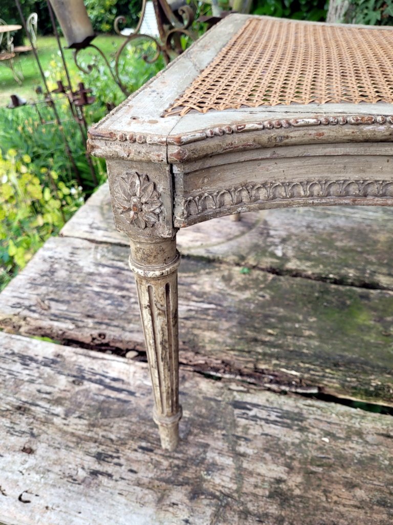 Bench With A Lacquered And Carved Wooden Backrest - 18th Century - Louis XVI Period -photo-2
