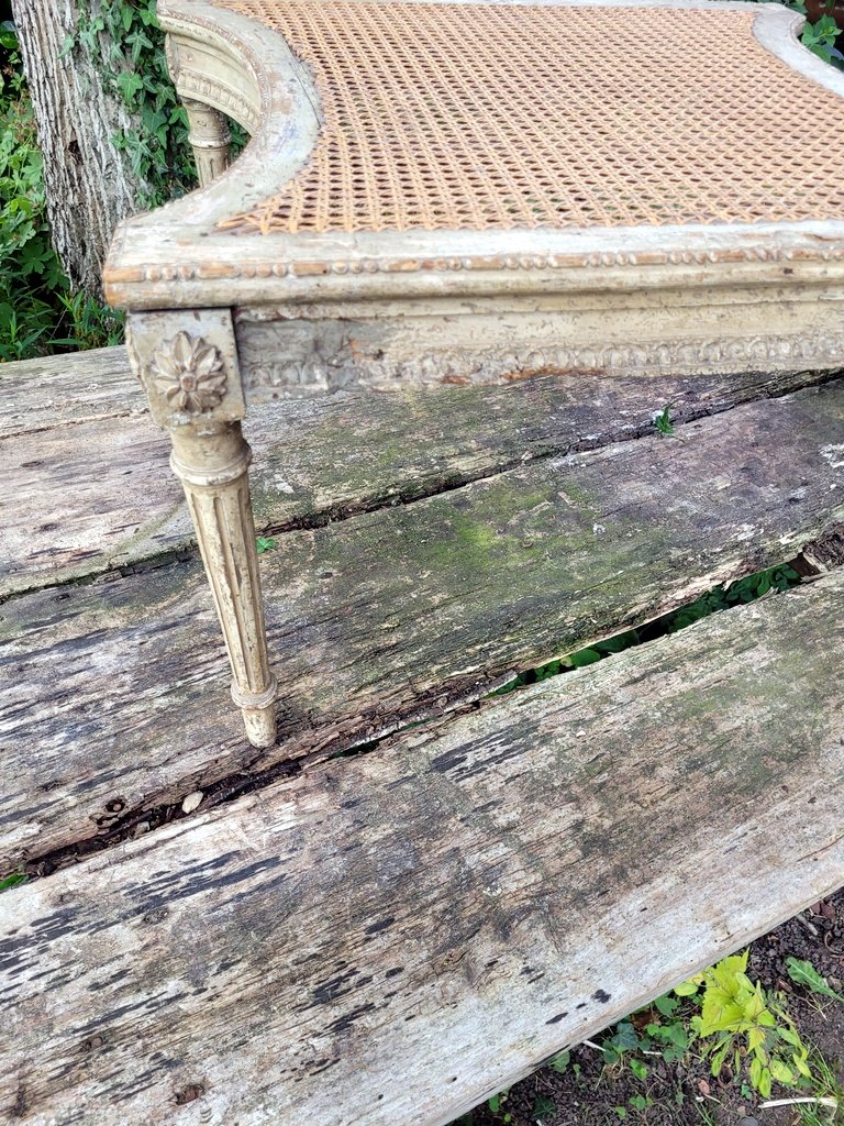 Bench With A Lacquered And Carved Wooden Backrest - 18th Century - Louis XVI Period -photo-6
