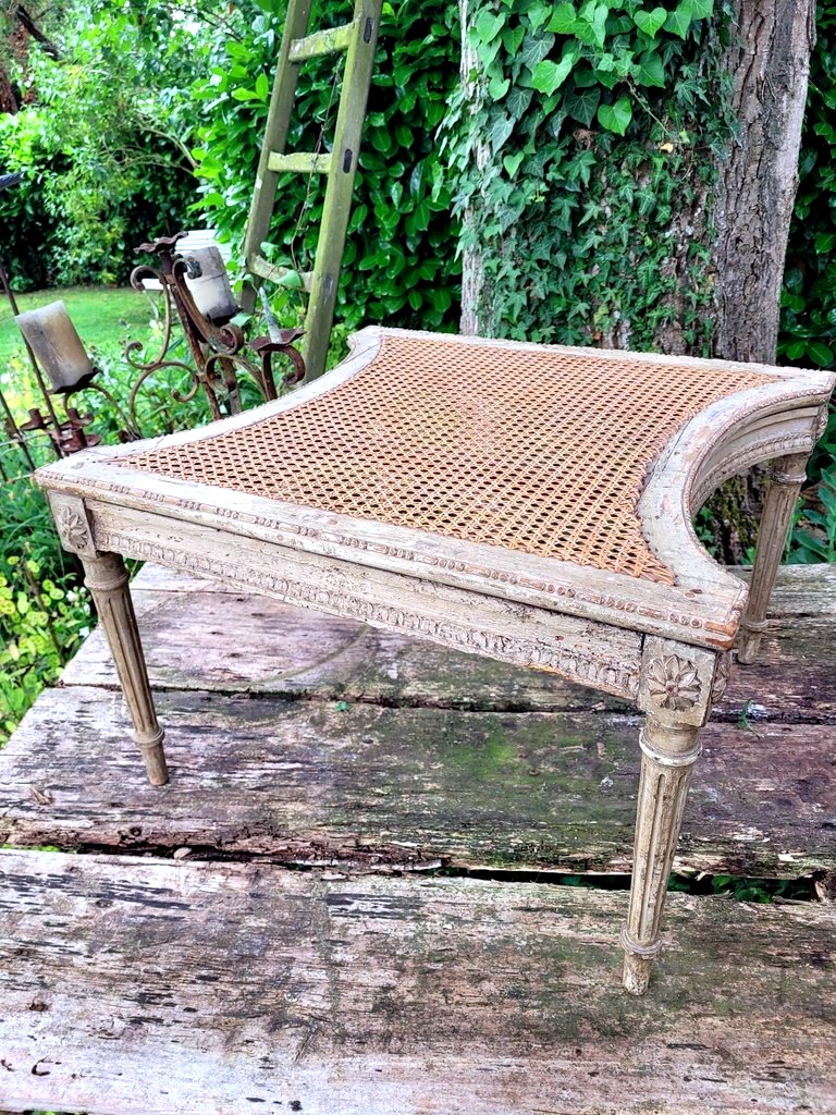 Bench With A Lacquered And Carved Wooden Backrest - 18th Century - Louis XVI Period 