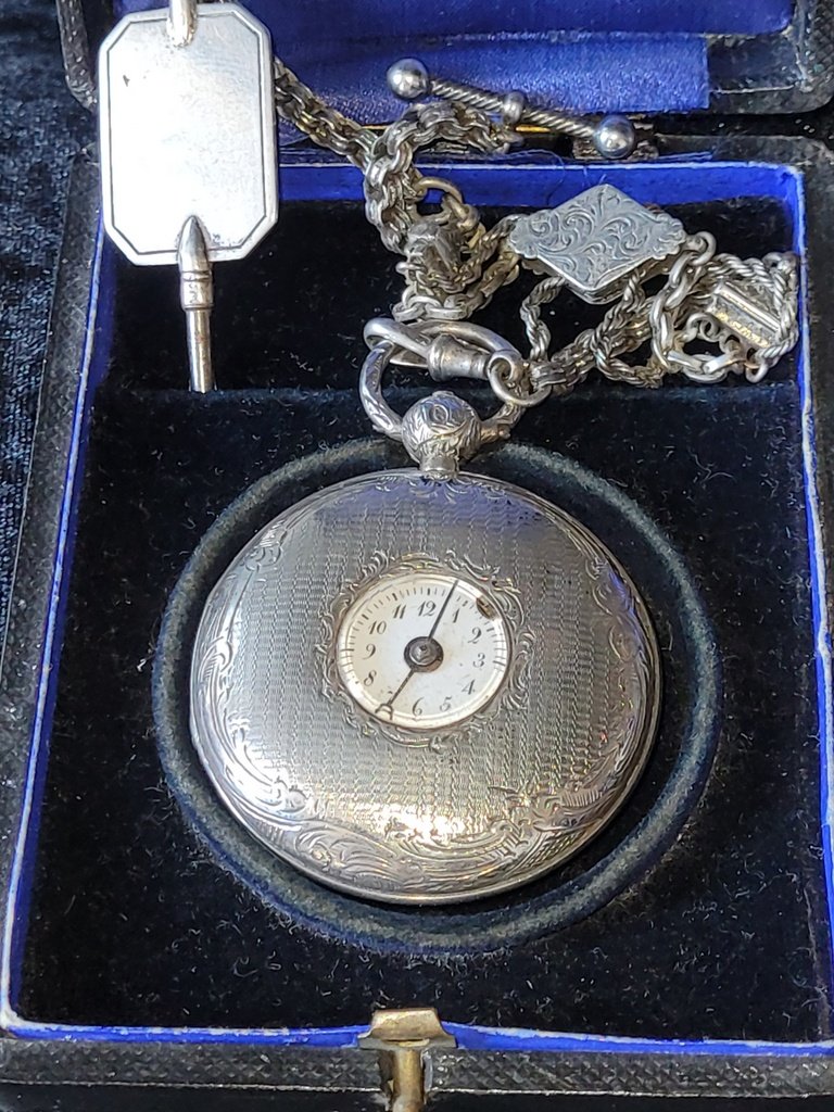 Antique Pocket Watch With A Solid Silver Rooster Châtelaine, Early 19th Century-photo-2