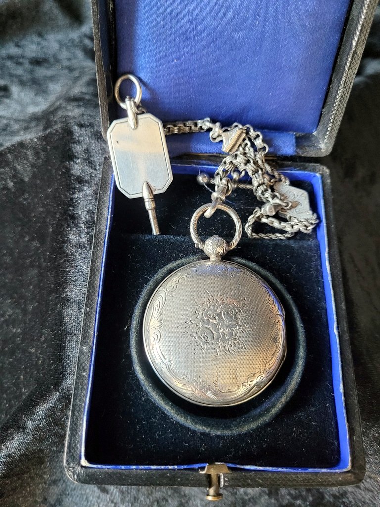 Antique Pocket Watch With A Solid Silver Rooster Châtelaine, Early 19th Century-photo-3