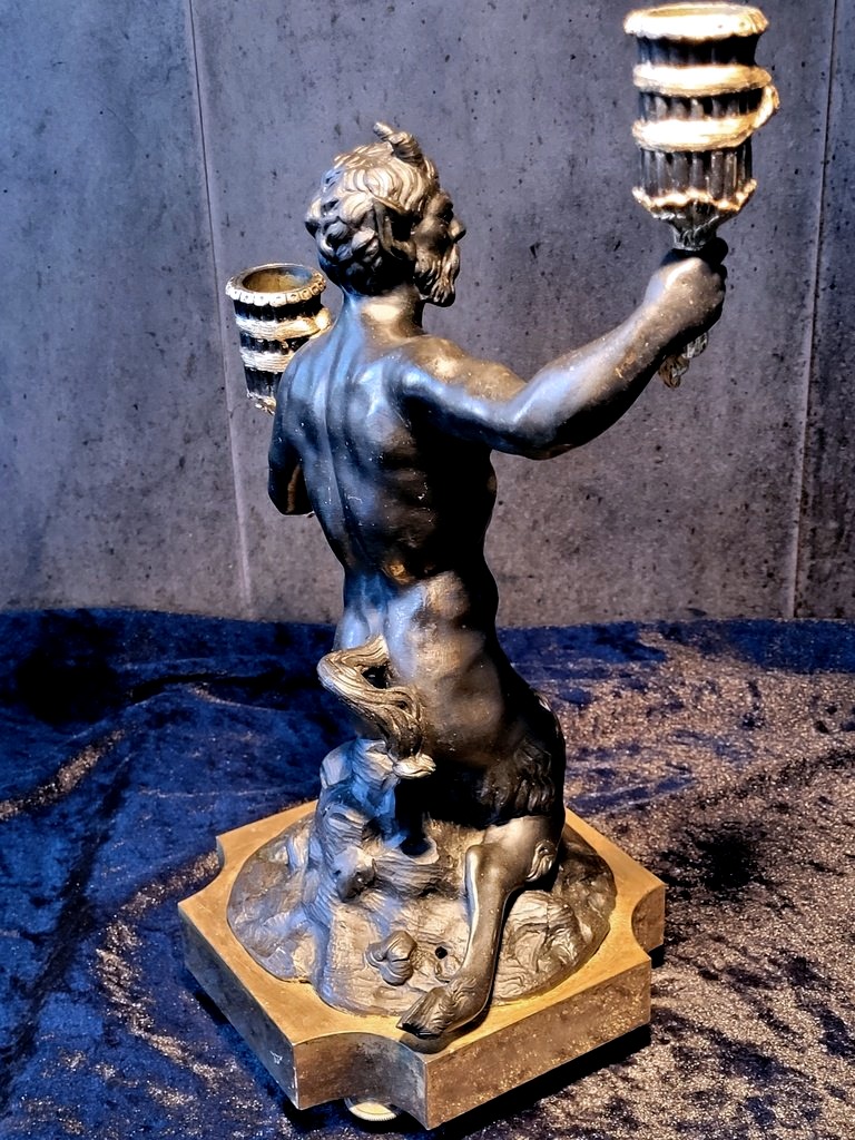 Large Bronze Candelabra Depicting -photo-5
