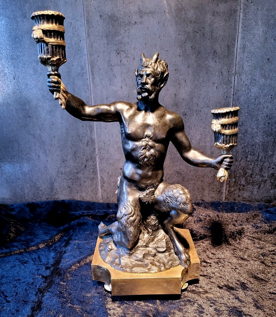  Large Bronze Candelabra Depicting 