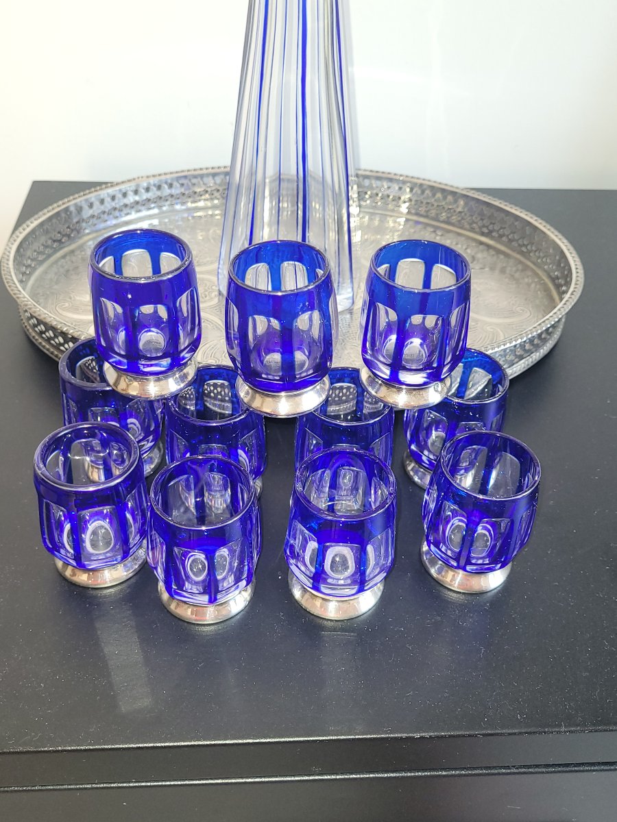 Saint-louis Crystal And Solid Silver Liqueur Set-photo-3