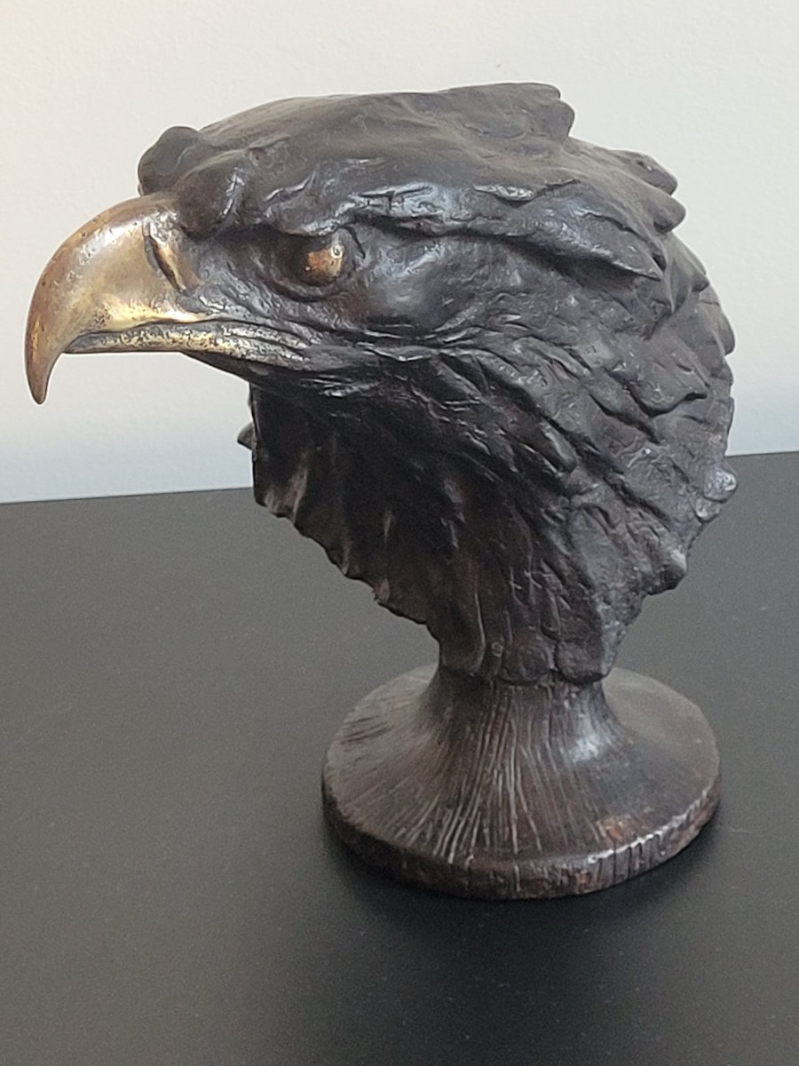 Tête d'Aigle - Sculpture en bronze à double patine - XIXe Siècle -photo-2