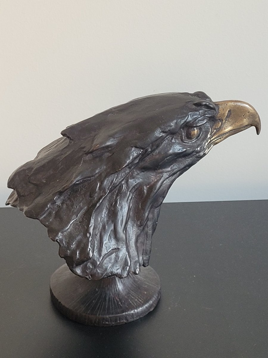 Tête d'Aigle - Sculpture en bronze à double patine - XIXe Siècle -photo-3