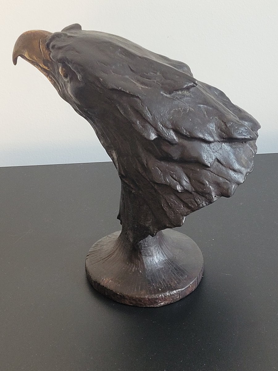 Tête d'Aigle - Sculpture en bronze à double patine - XIXe Siècle -photo-1