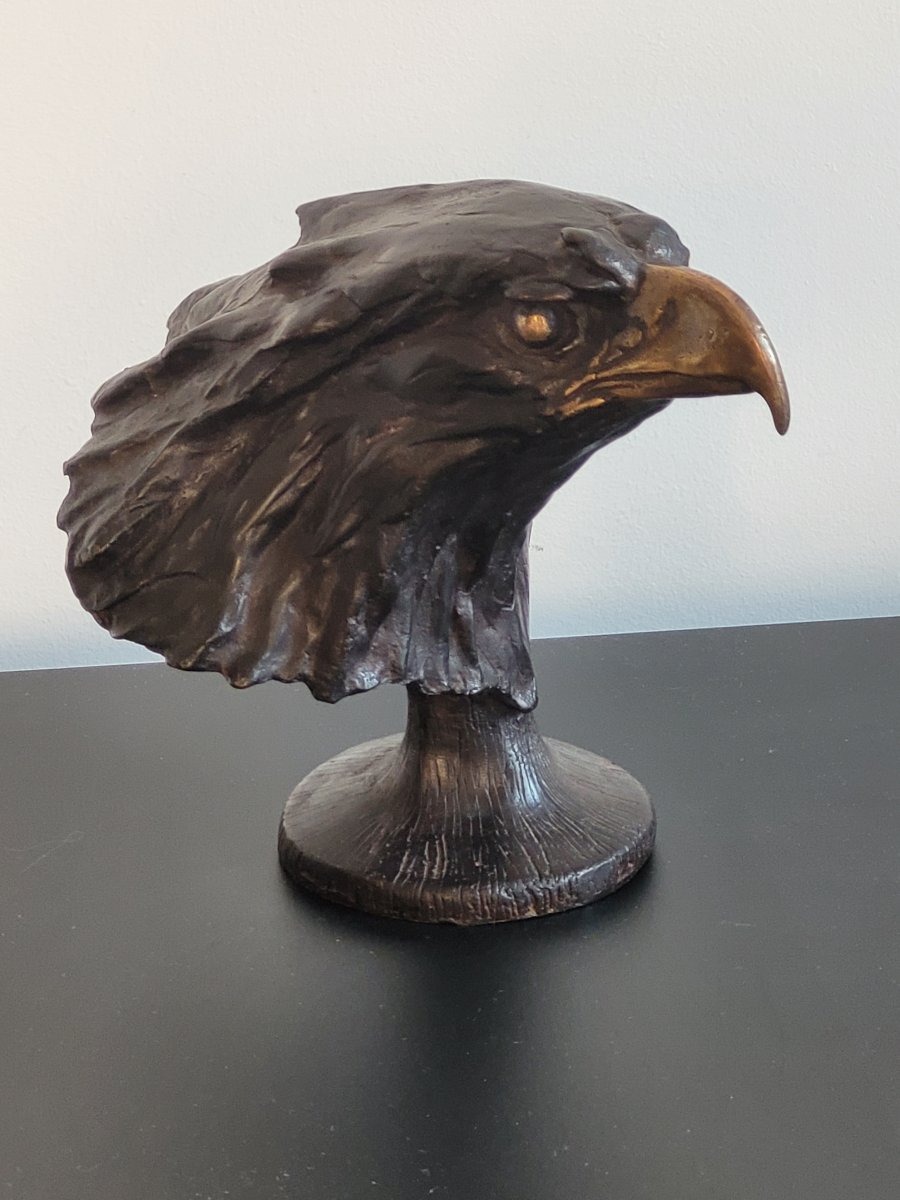 Tête d'Aigle - Sculpture en bronze à double patine - XIXe Siècle 