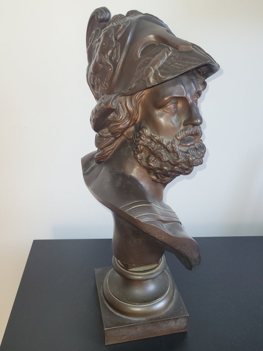 Grand Buste de Menelas en Bronze du XIXe Siècle  1880-photo-2