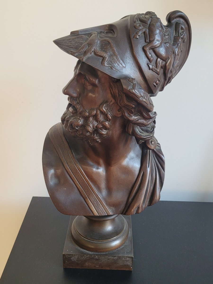 Grand Buste de Menelas en Bronze du XIXe Siècle  1880-photo-4