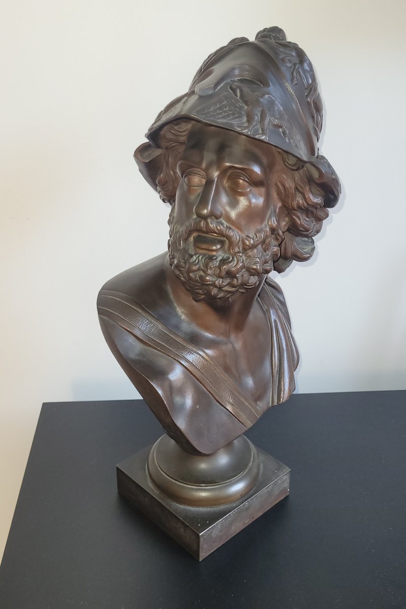 Grand Buste de Menelas en Bronze du XIXe Siècle  1880