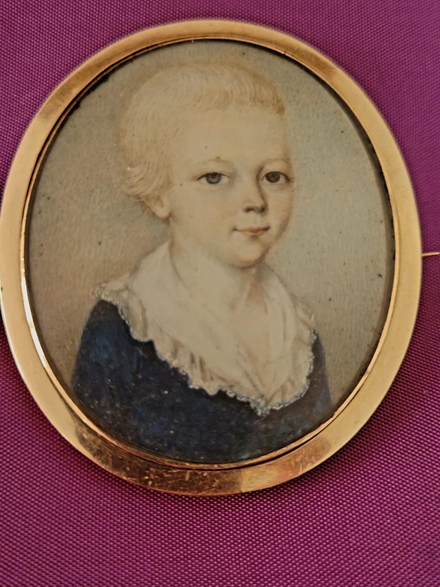 Broche en Or avec Miniature peinte- XVIIIe Siècle -photo-2