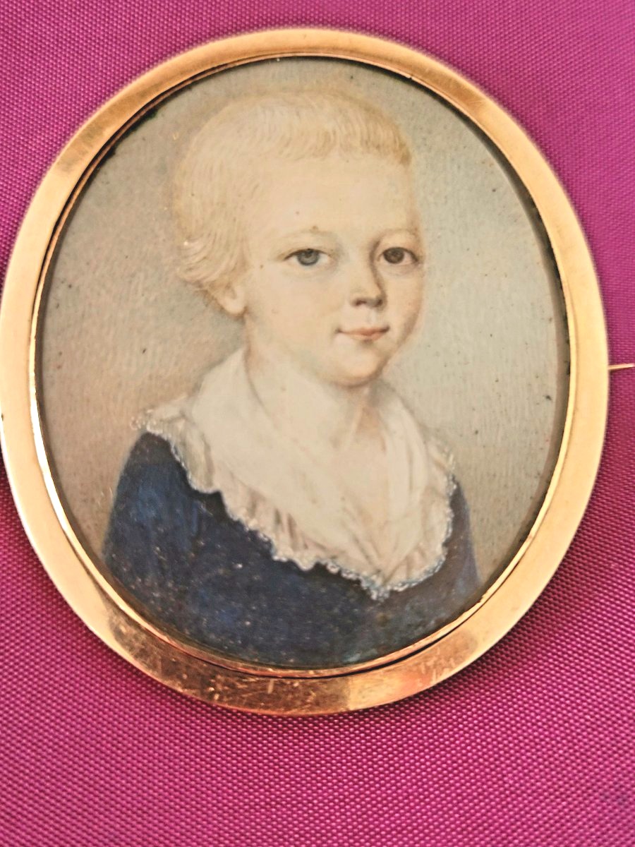 Broche en Or avec Miniature peinte- XVIIIe Siècle -photo-2