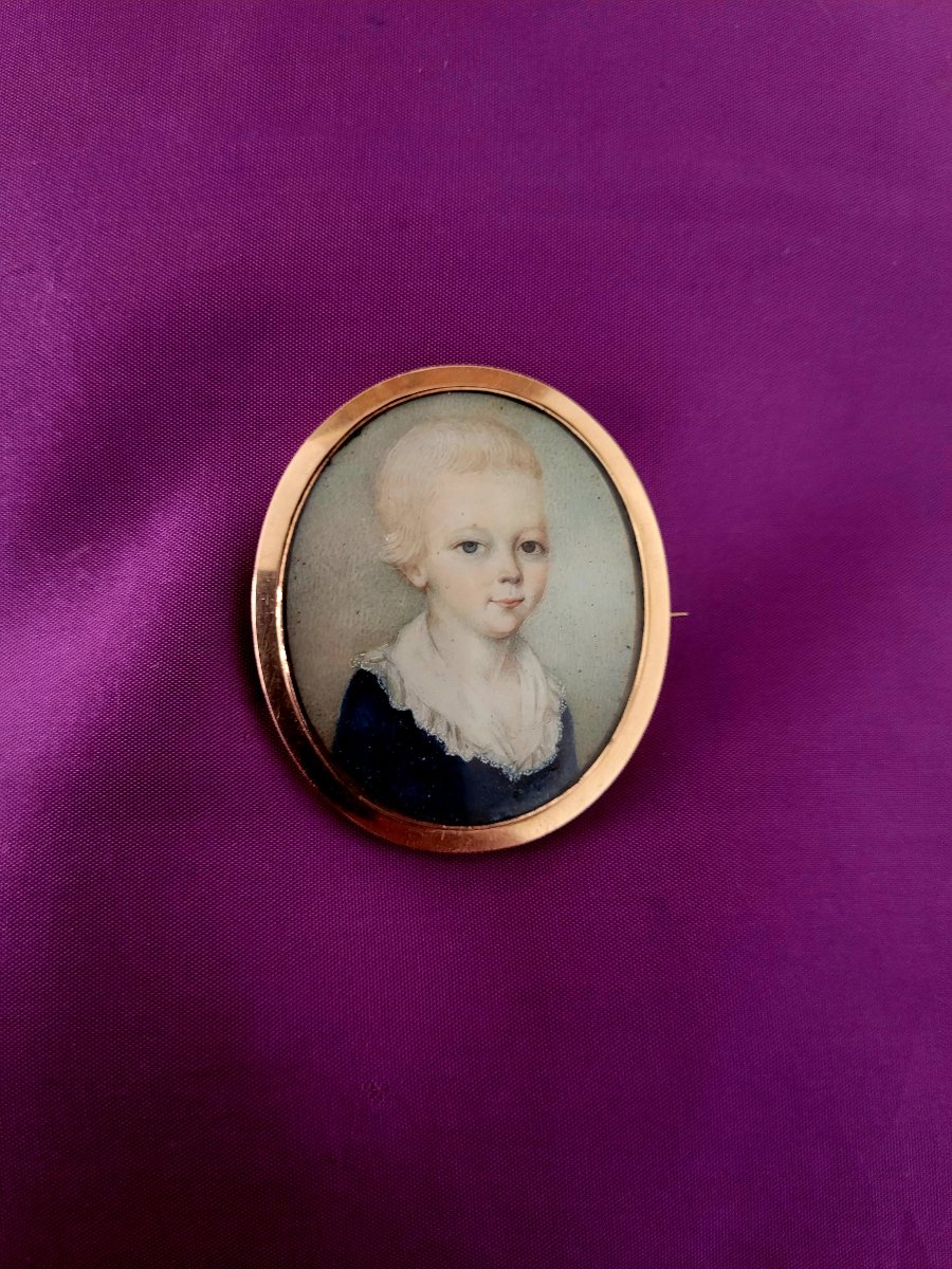 Broche en Or avec Miniature peinte- XVIIIe Siècle 