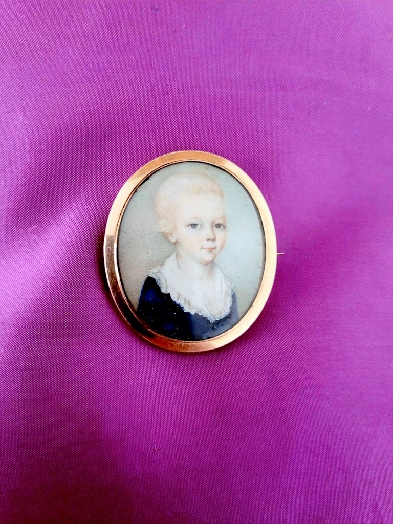 Broche en Or avec Miniature peinte- XVIIIe Siècle 
