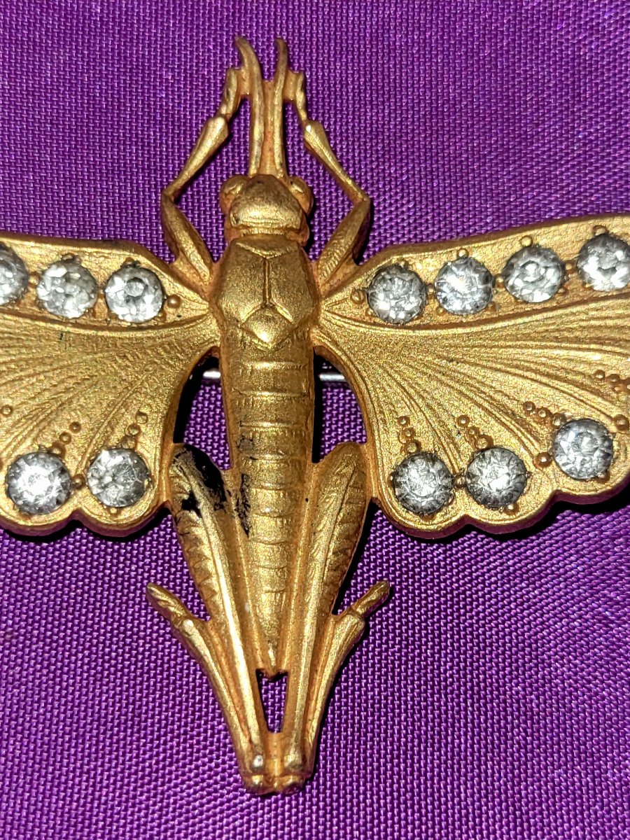 Vintage Art Deco Grasshopper Brooch - 1920-photo-2