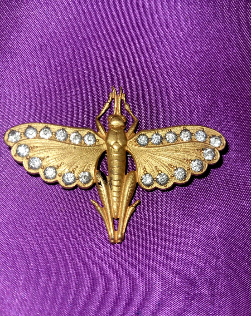 Vintage Art Deco Grasshopper Brooch - 1920