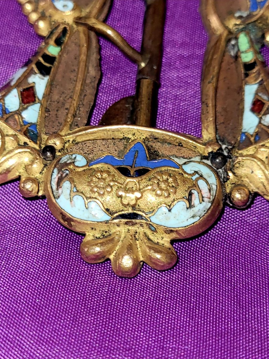 Enameled Brass Belt Buckle—france, 1850-photo-2