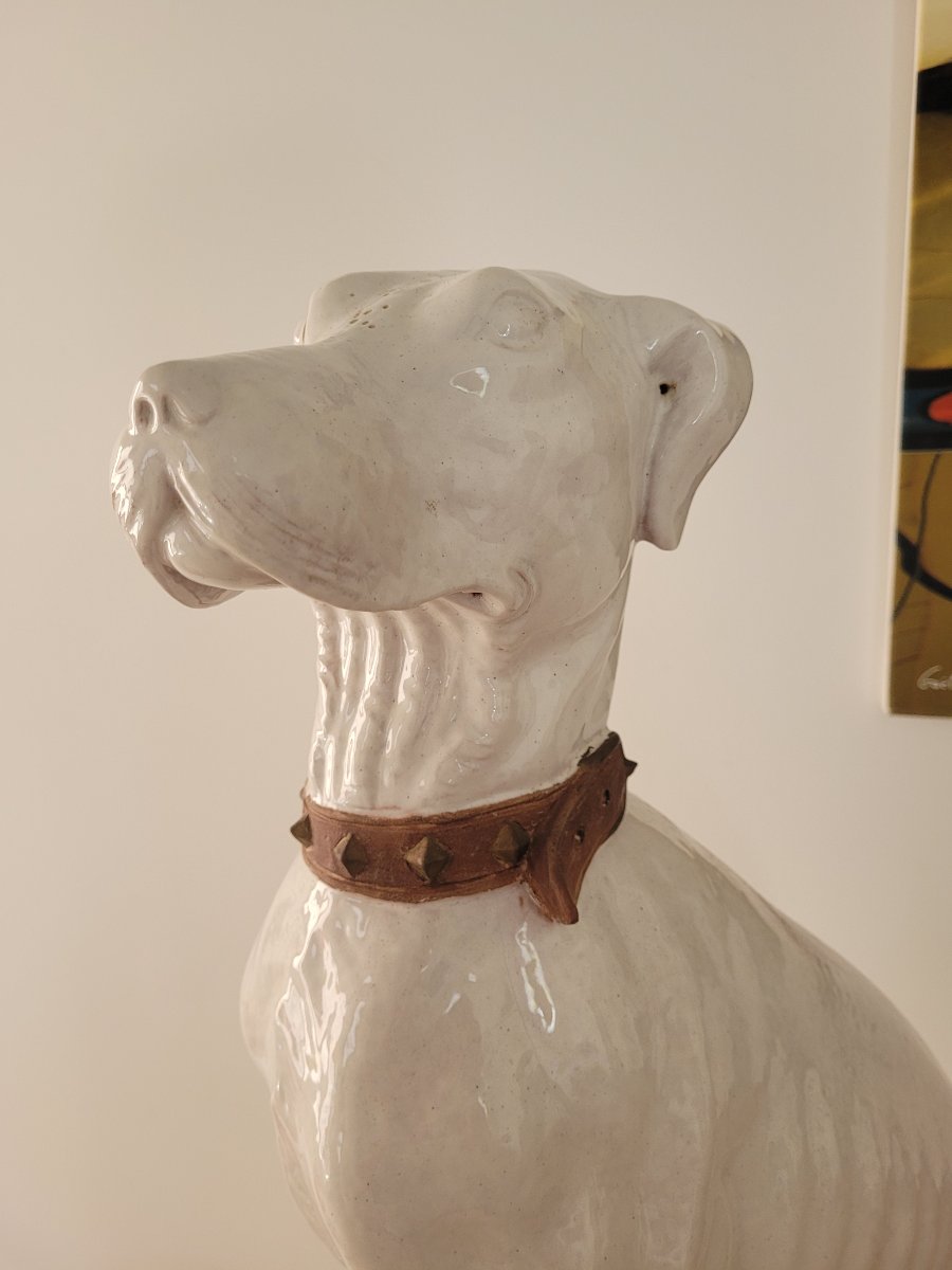 Large Glazed Terracotta Dog Sculpture - 1970-photo-2