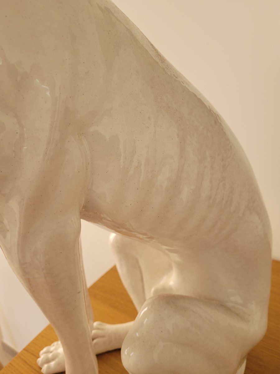 Large Glazed Terracotta Dog Sculpture - 1970-photo-1