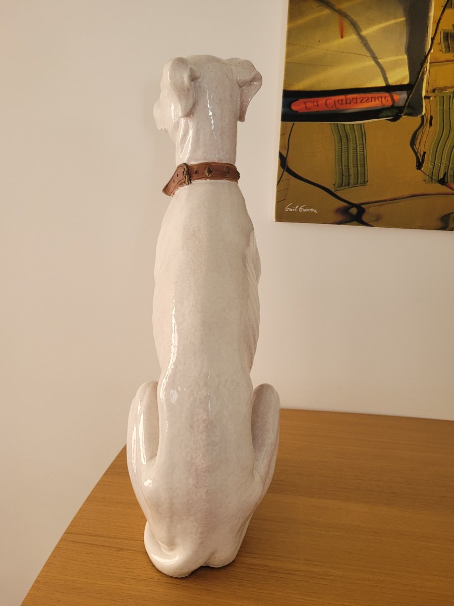 Large Glazed Terracotta Dog Sculpture - 1970-photo-3