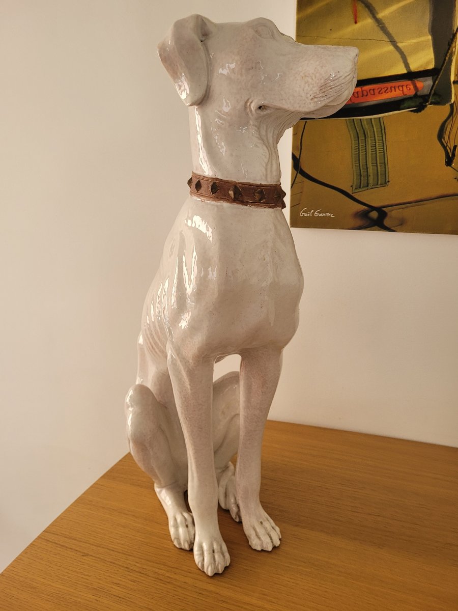 Large Glazed Terracotta Dog Sculpture - 1970-photo-4