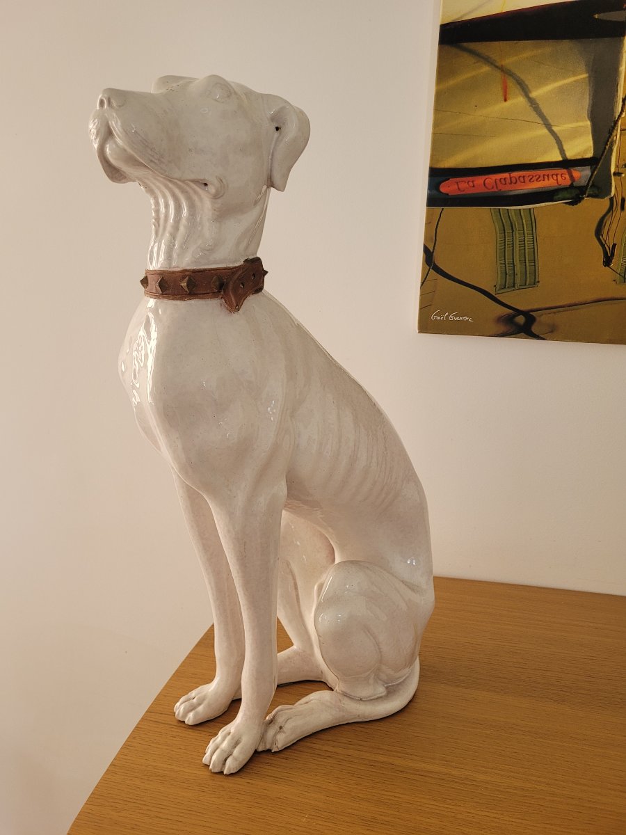 Large Glazed Terracotta Dog Sculpture - 1970