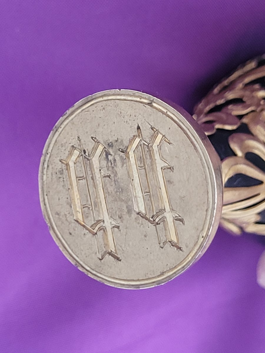 Empire Seal Made Of Stone And Gilded Metal-photo-2