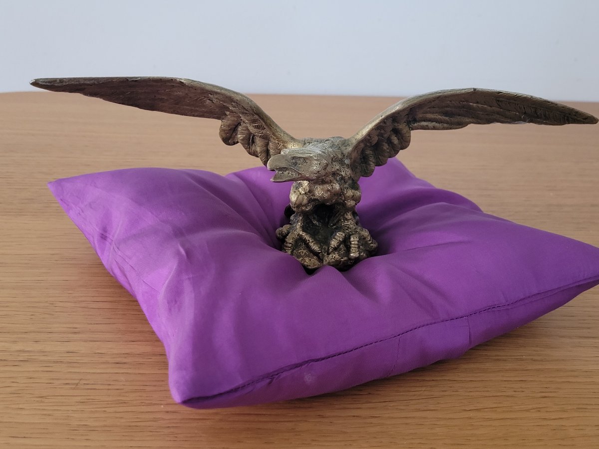 Bronze Sculpture, “eagle With Spread Wings,” 19th Century 