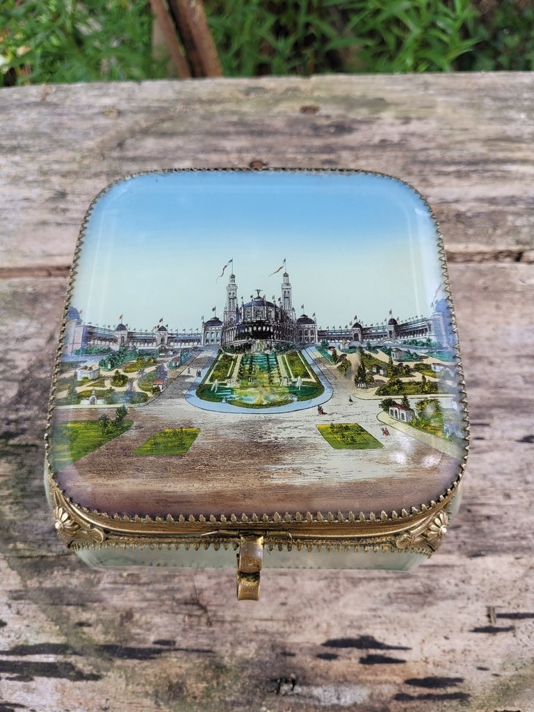 Grand Coffret &agrave; Bijoux en Verre figurant  -photo-2