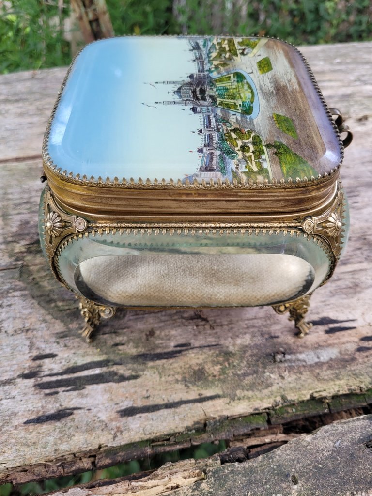 Grand Coffret &agrave; Bijoux en Verre figurant  -photo-3