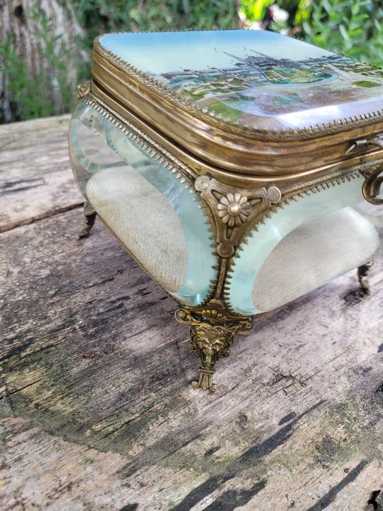 Grand Coffret &agrave; Bijoux en Verre figurant  -photo-4