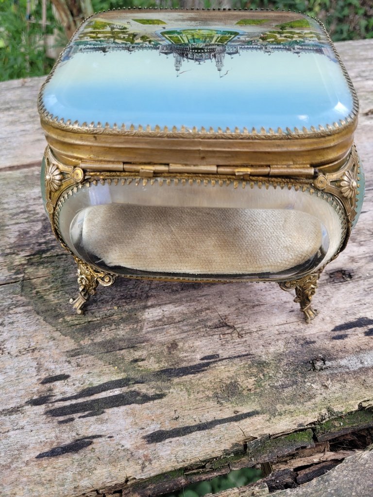 Grand Coffret &agrave; Bijoux en Verre figurant  -photo-2