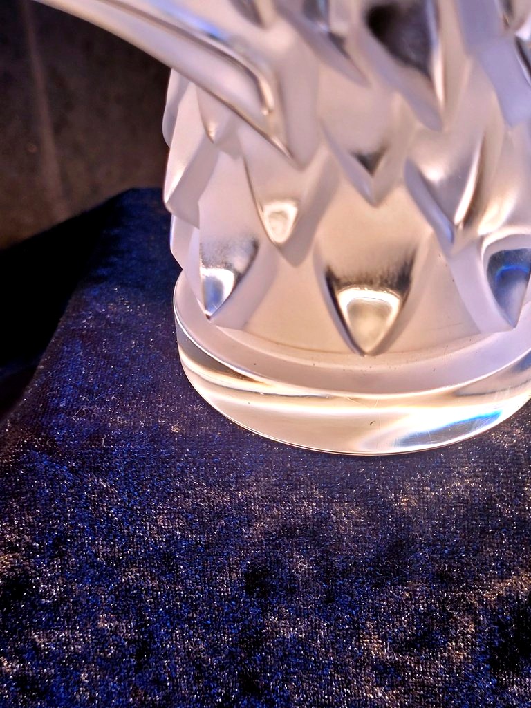 Lalique "eagle Head" Signed Crystal Mascot-photo-3