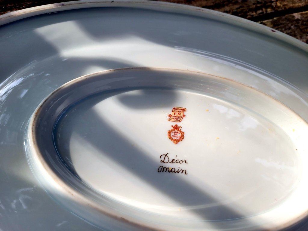 Porcelaine de Limoges " Légumier et son dormant " peint à la main -  XIXe Siècle-photo-2