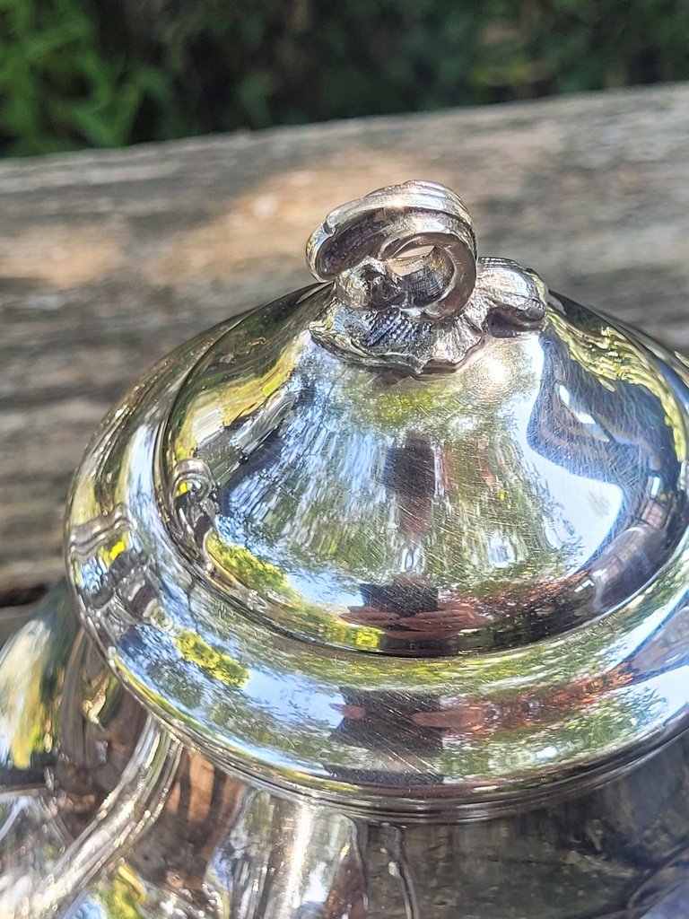 Empire-style Coffee And Tea Set In Silver-plated Metal-photo-2