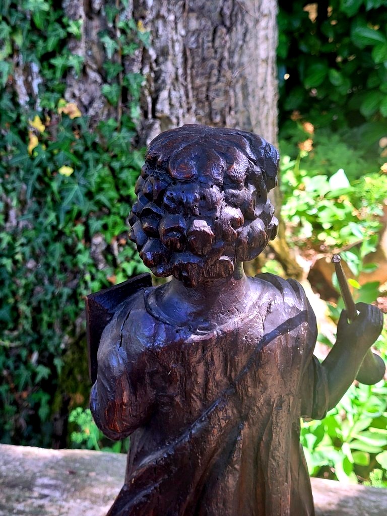 "announcing Angel" Large 17th-century Wooden Sculpture -photo-3