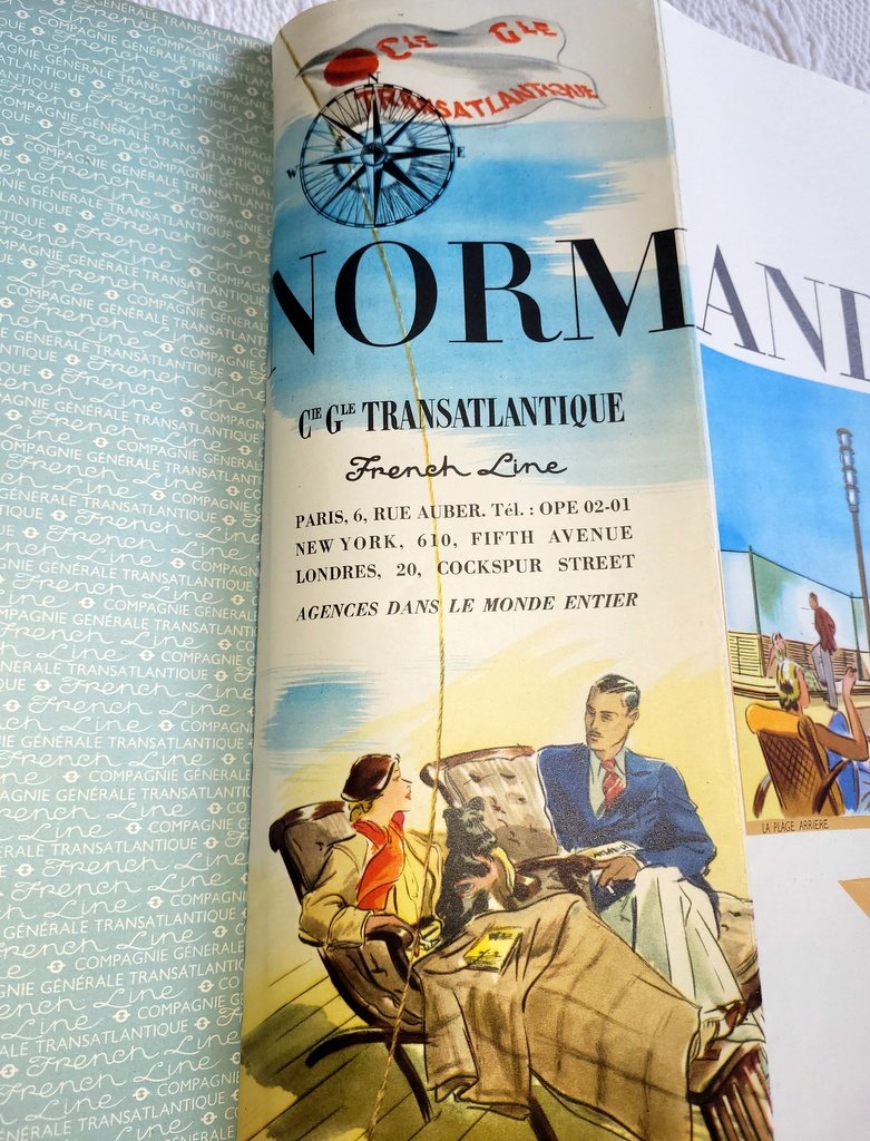  Brochure publicitaire historique de 1935 &eacute;dit&eacute;e par la C G T (French Line) pour le Normandie-photo-3