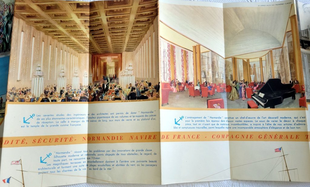  Brochure publicitaire historique de 1935 &eacute;dit&eacute;e par la C G T (French Line) pour le Normandie-photo-4