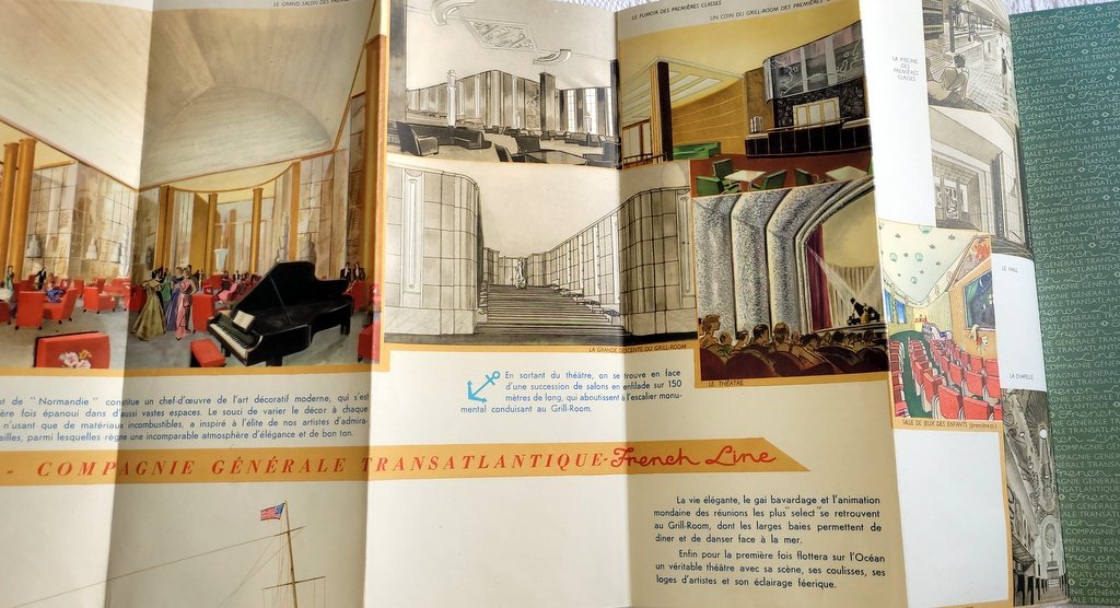 Brochure publicitaire historique de 1935 &eacute;dit&eacute;e par la C G T (French Line) pour le Normandie-photo-1