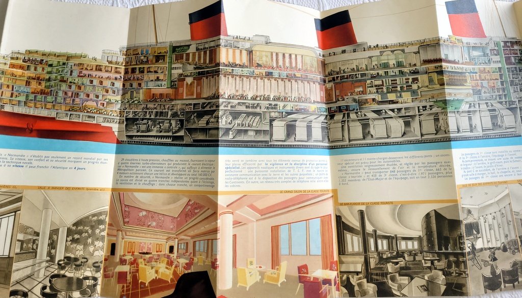  Brochure publicitaire historique de 1935 &eacute;dit&eacute;e par la C G T (French Line) pour le Normandie-photo-2