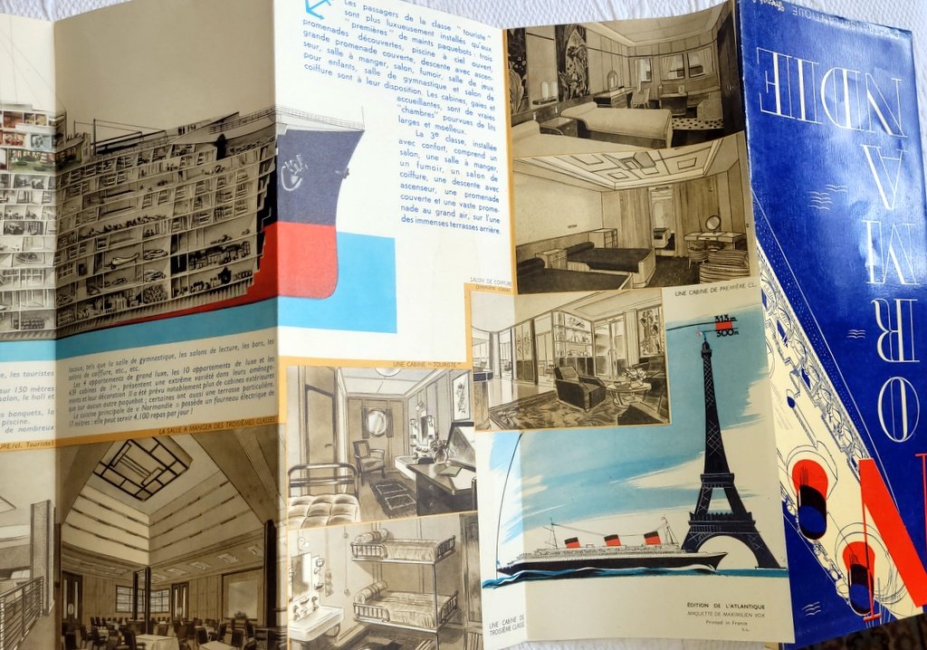  Brochure publicitaire historique de 1935 &eacute;dit&eacute;e par la C G T (French Line) pour le Normandie-photo-3
