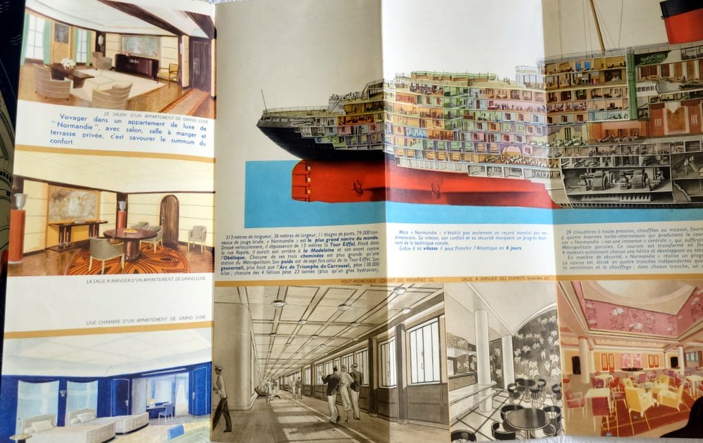  Brochure publicitaire historique de 1935 &eacute;dit&eacute;e par la C G T (French Line) pour le Normandie-photo-4