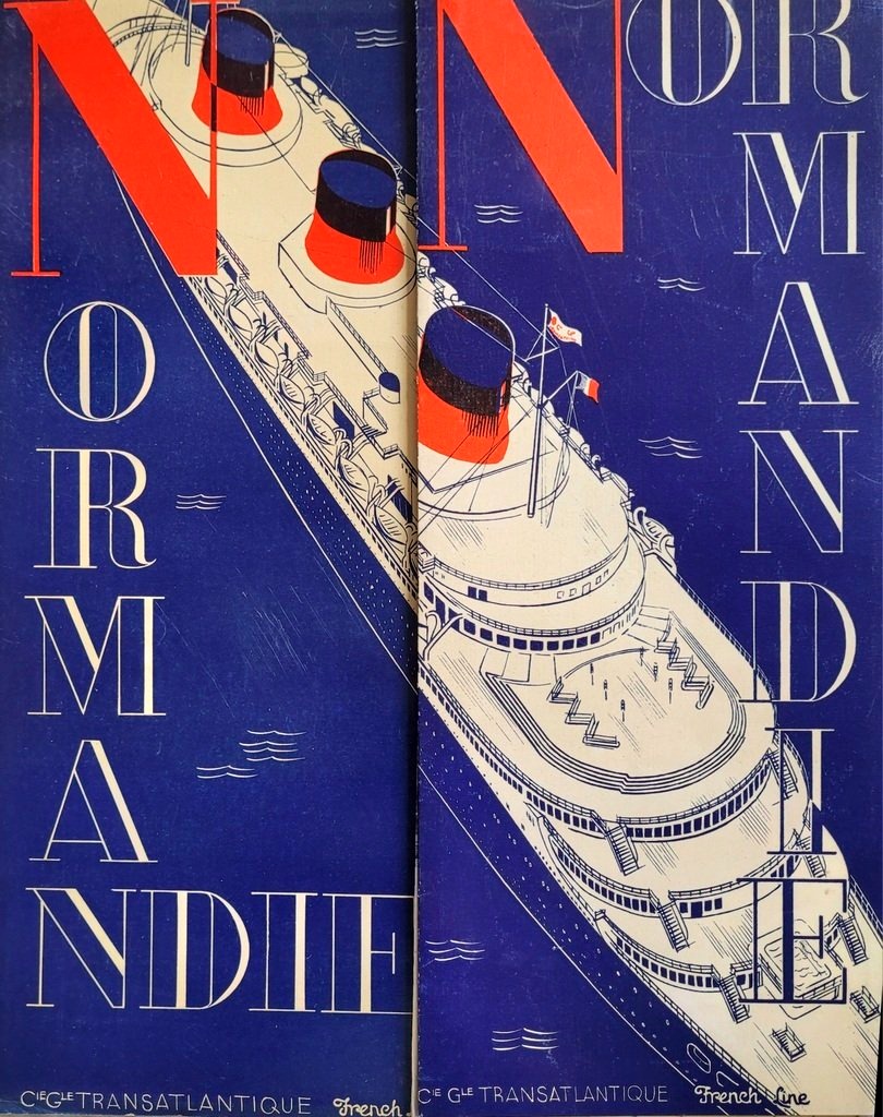  Brochure publicitaire historique de 1935 &eacute;dit&eacute;e par la C G T (French Line) pour le Normandie