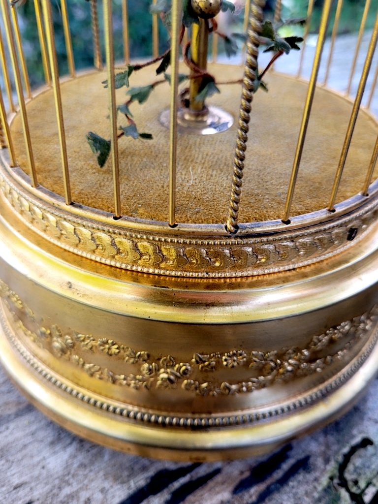 Blue Whistling Birdcage Automaton—19th Century-photo-2