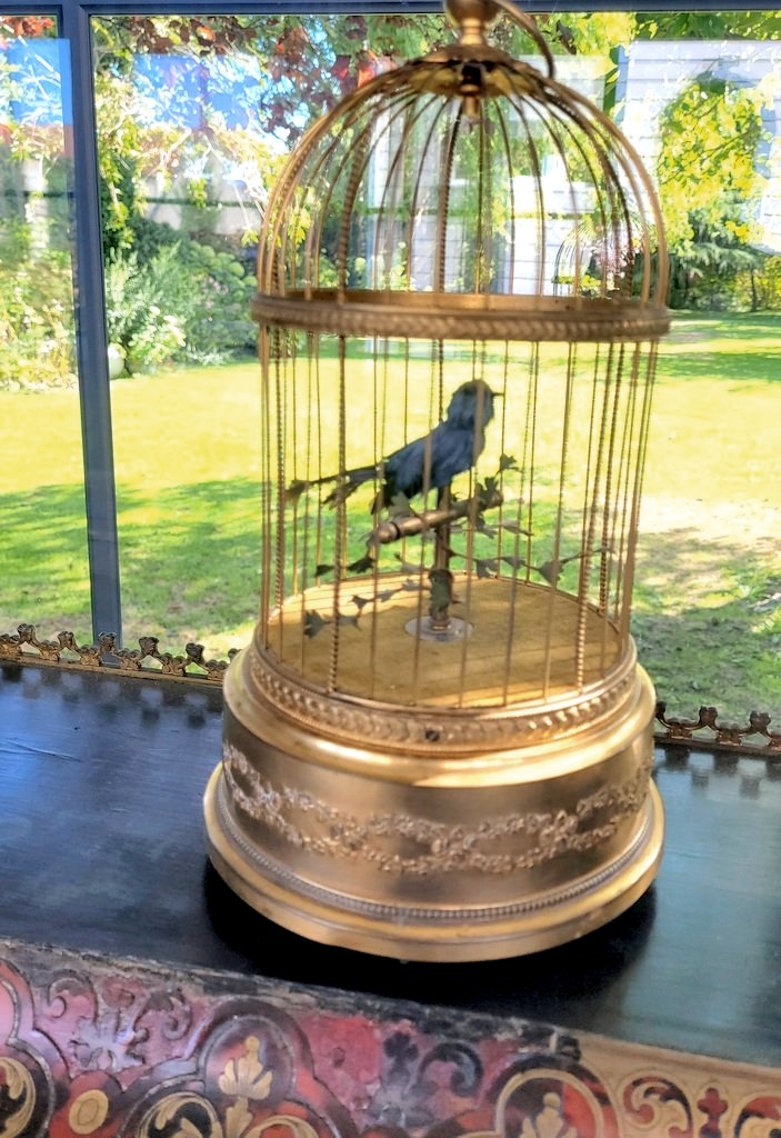 Blue Whistling Birdcage Automaton—19th Century